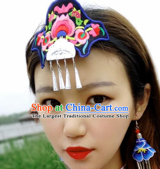 Chinese Traditional Ethnic Embroidered Pomegranate Headband National Handmade Hair Clasp for Women