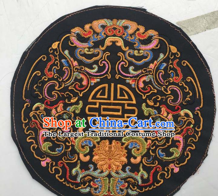 Chinese Traditional Embroidery Cloth Accessories National Embroidered Lotus Black Dress Patch