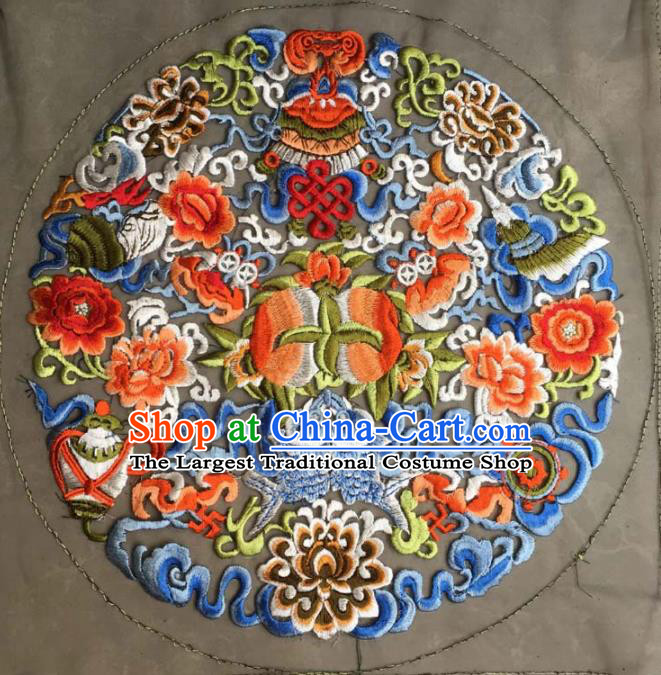 Chinese Traditional Embroidery Cloth Accessories National Embroidered Lotus Peony Dress Patch