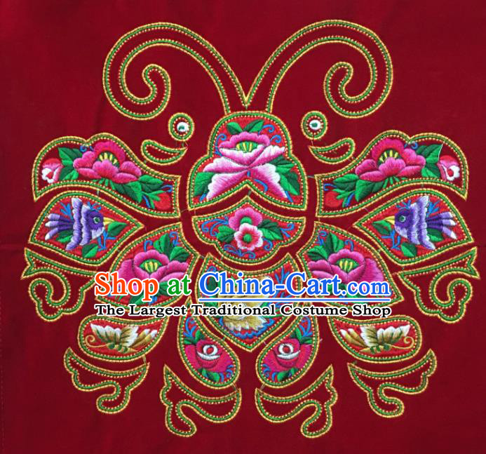 Chinese Traditional Embroidery Cloth Accessories National Embroidered Red Dress Patch