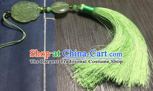 Traditional Chinese Hanfu Green Jade Carving Bat Waist Accessories Palace Tassel Pendant Ancient Swordsman Brooch