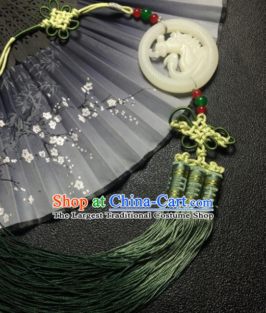 Traditional Chinese Hanfu Jade Carving Horse Waist Accessories Palace Tassel Pendant Ancient Swordsman Brooch