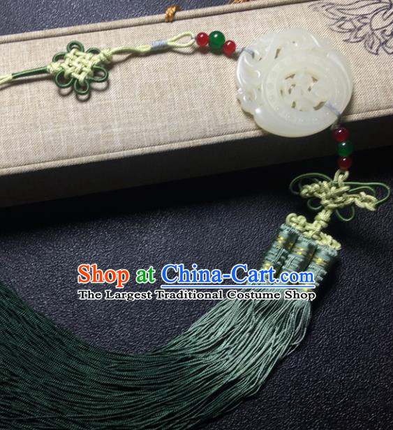 Traditional Chinese Hanfu Jade Carving Waist Accessories Palace Tassel Pendant Ancient Swordsman Brooch