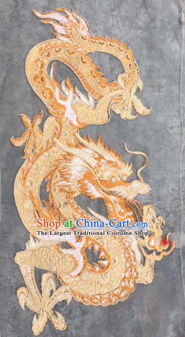 Chinese Traditional Embroidery Cloth Accessories National Embroidered Yellow Dragon Dress Patch