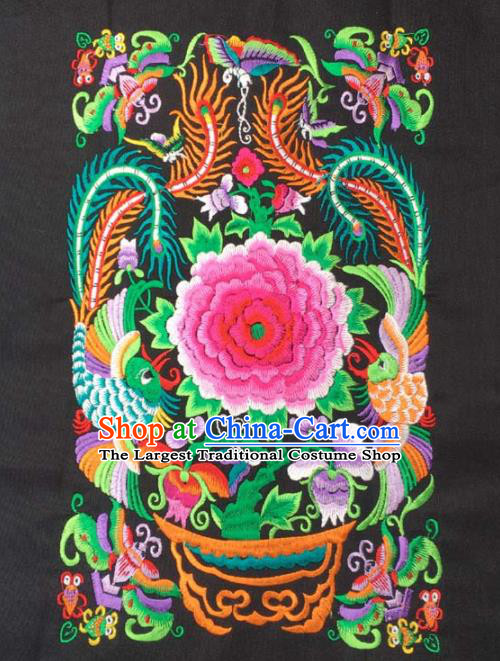 Chinese Traditional Embroidery Cloth Accessories National Embroidered Peony Phoenix Dress Patch