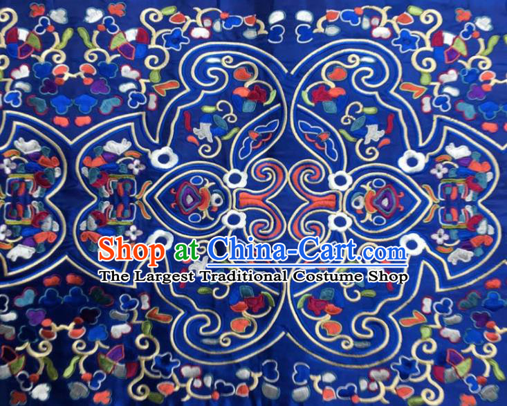 Chinese Traditional National Embroidered Blue Dress Patch Embroidery Cloth Accessories