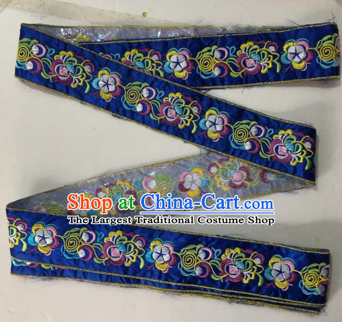 Chinese Traditional National Embroidered Flowers Royalblue Applique Dress Patch Embroidery Cloth Accessories