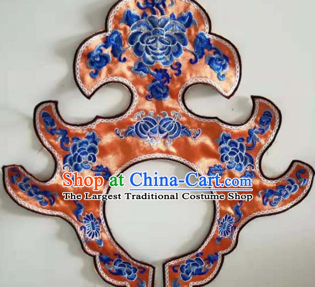 Chinese Traditional Embroidery Peony Orange Collar Shoulder Accessories National Embroidered Cloud Patch