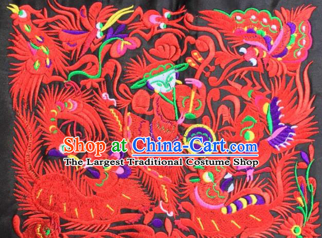 Chinese Traditional National Embroidered Red Kylin Applique Dress Patch Embroidery Cloth Accessories