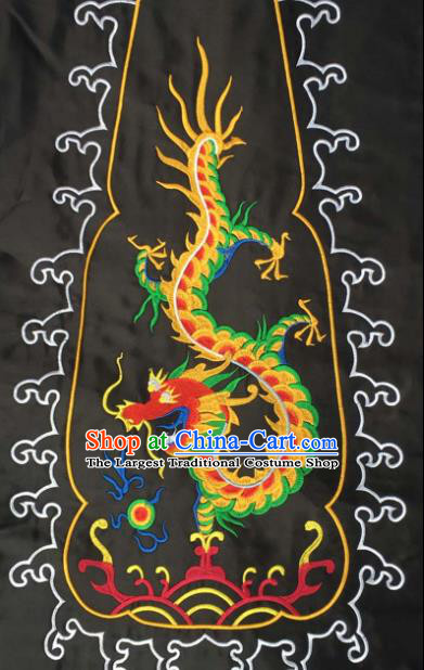 Chinese Traditional Embroidered Dragon Black Applique National Dress Patch Embroidery Cloth Accessories
