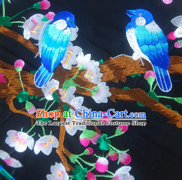 Chinese Traditional Embroidered Plum Birds Applique National Dress Patch Embroidery Cloth Accessories