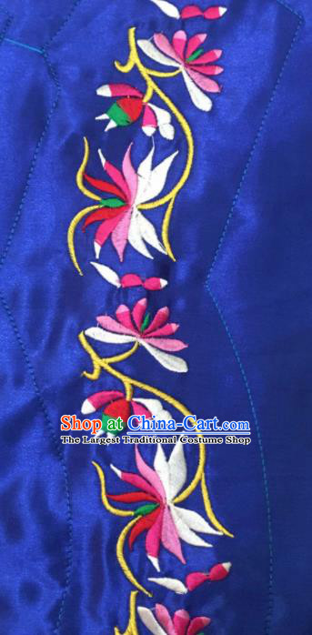 Chinese Traditional Embroidered Lotus Royalblue Applique National Dress Patch Embroidery Cloth Accessories