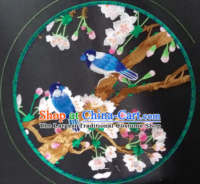 Chinese Traditional Embroidered Begonia Birds Round Applique National Dress Patch Embroidery Cloth Accessories