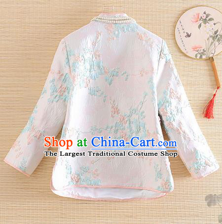 Chinese Traditional Tang Suit White Blouse National Costume Qipao Upper Outer Garment for Women