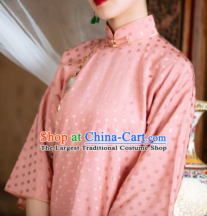 Traditional Chinese National Pink Qipao Dress Tang Suit Cheongsam Costume for Women