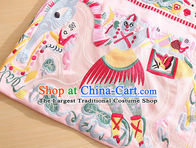 Traditional Chinese National Embroidered Pink Brocade Qipao Dress Tang Suit Cheongsam Costume for Women