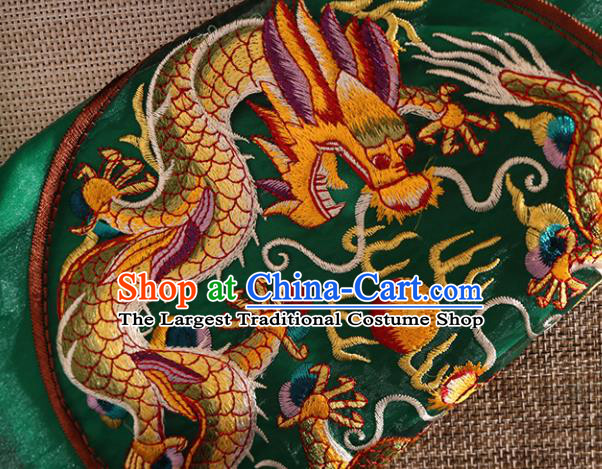 Chinese Traditional Tang Suit Embroidered Dragon Green Organza Blouse National Costume Qipao Upper Outer Garment for Women