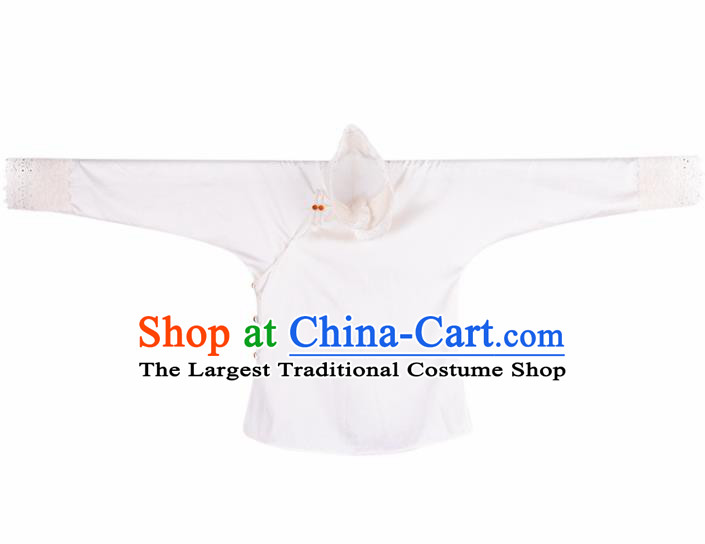 Chinese Traditional Tang Suit White Shirt National Costume Republic of China Qipao Upper Outer Garment for Women