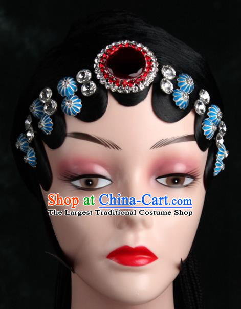 Chinese Traditional Beijing Opera Diva Hair Accessories Peking Opera Princess Blue Hairpins for Women