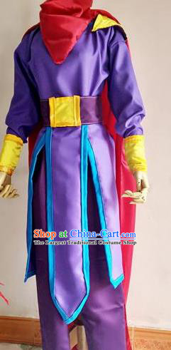 Chinese Traditional Cosplay Young Hero Purple Costume Ancient Swordsman Hanfu Clothing for Men