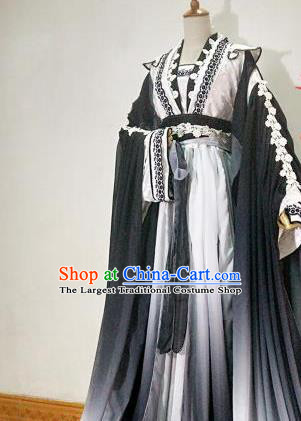 Chinese Traditional Cosplay Goddess Princess Black Costume Ancient Imperial Consort Hanfu Dress for Women