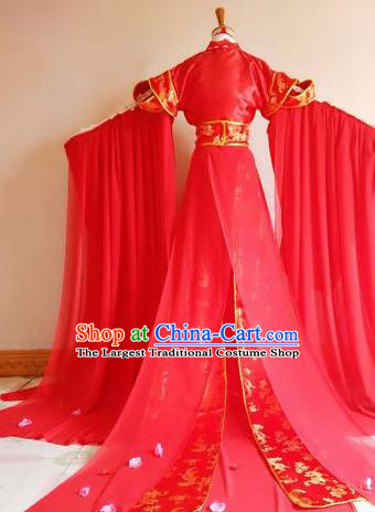 Chinese Traditional Cosplay Court Princess Wedding Costume Ancient Imperial Empress Red Hanfu Dress for Women