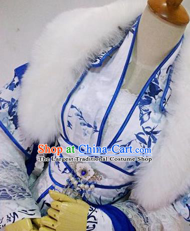 Chinese Traditional Cosplay Court Princess White Costume Ancient Palace Lady Hanfu Dress for Women