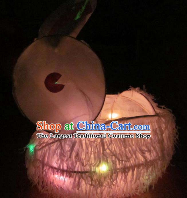 Chinese Traditional New Year White Bamboo Rabbit Palace Lantern Asian Handmade Lantern Ancient Lamp