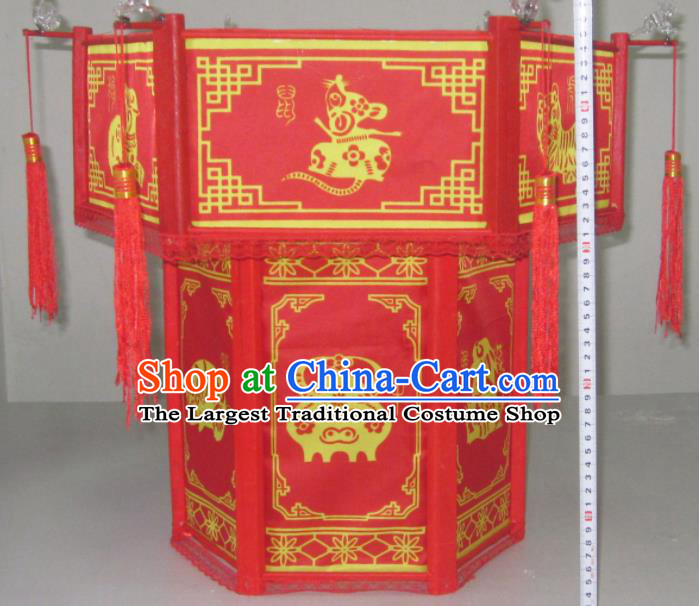 Chinese Traditional New Year Red Palace Lantern Asian Handmade Lantern Ancient Lamp