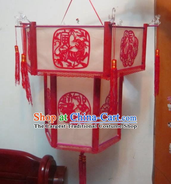 Chinese Traditional New Year Paper Cutting Zodiac Palace Lantern Asian Handmade Lantern Ancient Lamp