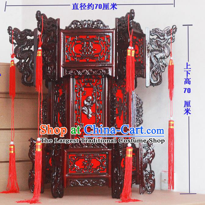 Chinese Traditional New Year Wood Carving Dragons Palace Lantern Asian Handmade Lantern Ancient Lamp