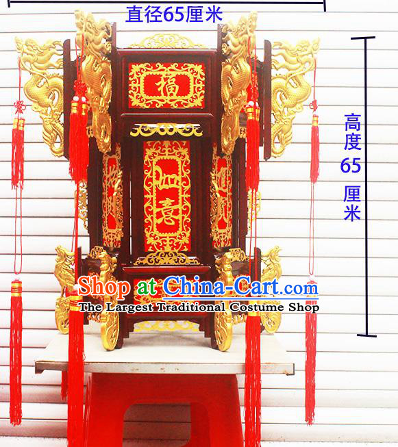 Chinese Traditional New Year Golden Dragon Wood Palace Lantern Asian Handmade Lantern Ancient Lamp