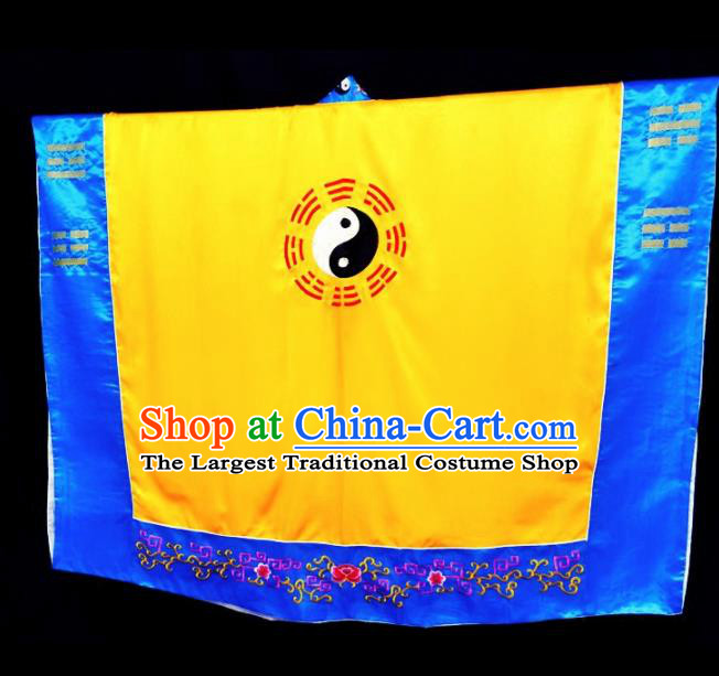 Chinese Traditional Taoism Costume Ancient Taoist Priest Cassocks Embroidered Tai Chi Yellow Vestment
