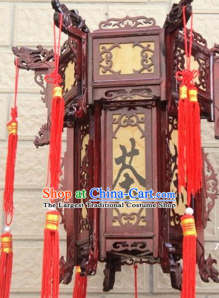 Chinese Traditional Handmade Carving Rosewood Teahouse Palace Lantern Asian New Year Lantern Ancient Lamp