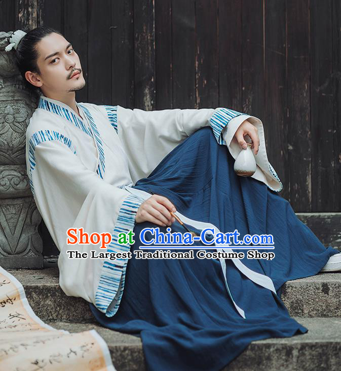 Traditional Chinese Jin Dynasty Nobility Childe Hanfu Clothing Ancient Swordsman Historical Costumes for Men