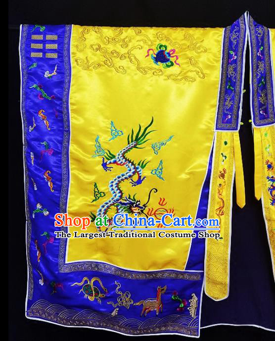 Chinese Ancient Taoist Priest Embroidered Dragons Phoenix Golden Cassocks Traditional Taoism Vestment Costume