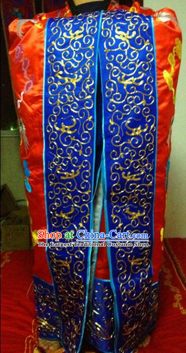 Chinese Ancient Taoist Priest Handmade Embroidered Cloud Cranes Red Cassocks Traditional Taoism Vestment Costume