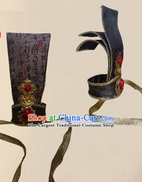 Chinese Ancient Minister Black Hairdo Crown Traditional Han Dynasty Nobility Childe Headwear for Men
