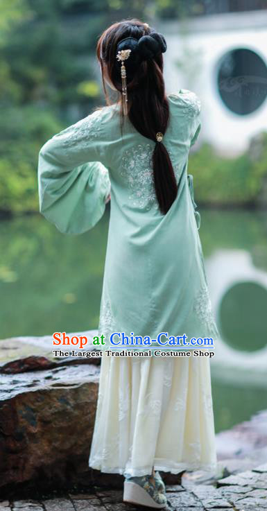 Traditional Chinese Ming Dynasty Royal Princess Historical Costumes Ancient Nobility Lady Green Hanfu Dress for Women
