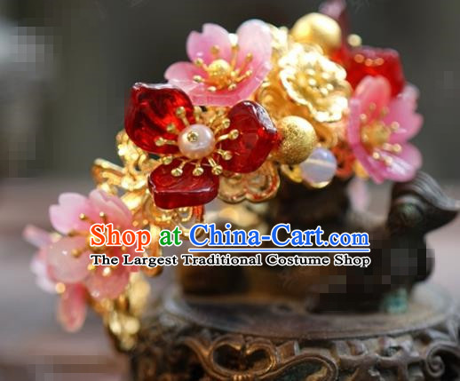 Traditional Chinese Handmade Court Pink Plum Bracelet Jewelry Accessories Ancient Princess Bangle for Women