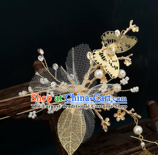 Traditional Chinese Wedding Hair Clips Hair Accessories Ancient Bride Tassel Hairpins Complete Set for Women