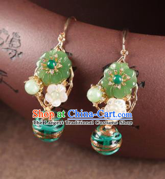 Traditional Chinese Classical Green Flower Earrings Handmade Court Ear Accessories for Women