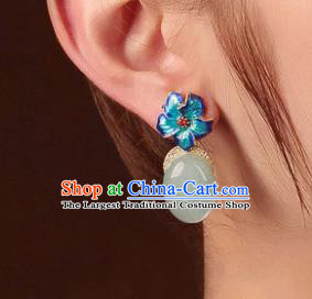 Traditional Chinese Classical Blueing Plum Earrings Handmade Court Ear Accessories for Women