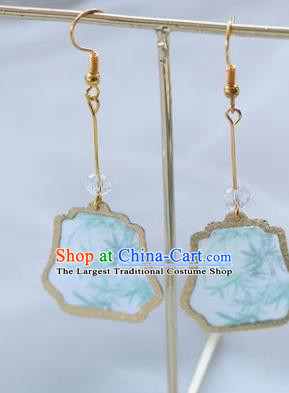 Traditional Chinese Classical Palm Leaf Fan Earrings Handmade Court Ear Accessories for Women
