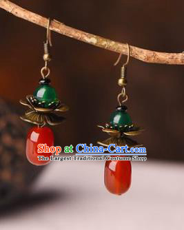 Traditional Chinese Classical Agate Earrings Handmade Court Ear Accessories for Women