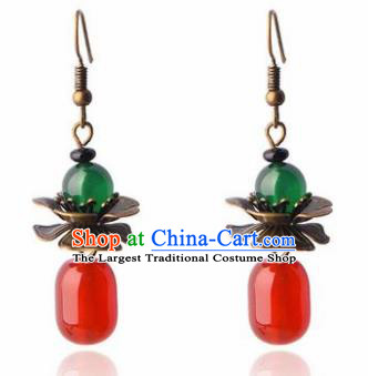 Traditional Chinese Classical Agate Earrings Handmade Court Ear Accessories for Women