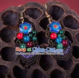 Traditional Chinese Classical Blueing Earrings Handmade Court Ear Accessories for Women
