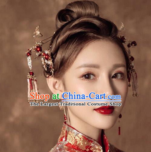 Traditional Chinese Handmade Wedding Hair Comb Ancient Bride Hairpins Luxury Hair Accessories Complete Set