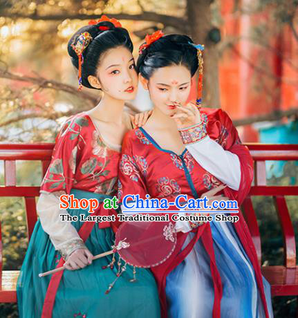 Traditional Chinese Tang Dynasty Court Lady Replica Costumes Ancient Palace Maidservant Hanfu Dress for Women