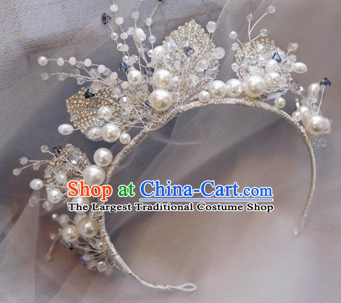 Handmade Baroque Princess Crystal Leaf Royal Crown Children Hair Clasp Hair Accessories for Kids